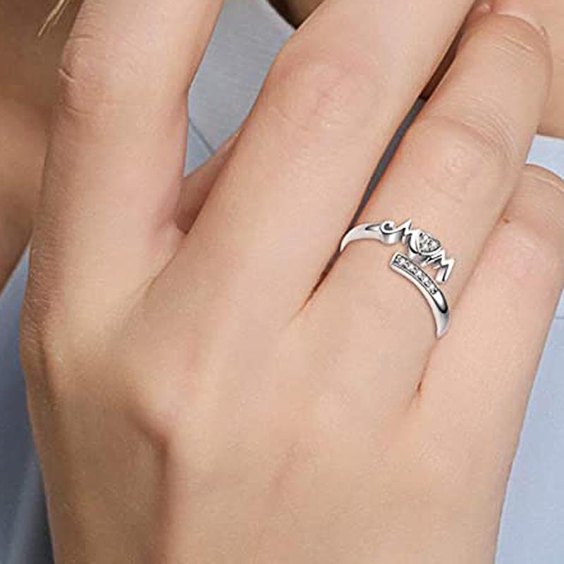 Exquisite Mom Rings Silver Color Caved Letter "I Love You Mom" Delicate Birthday Gift for Mother Fashion Women Jewelry