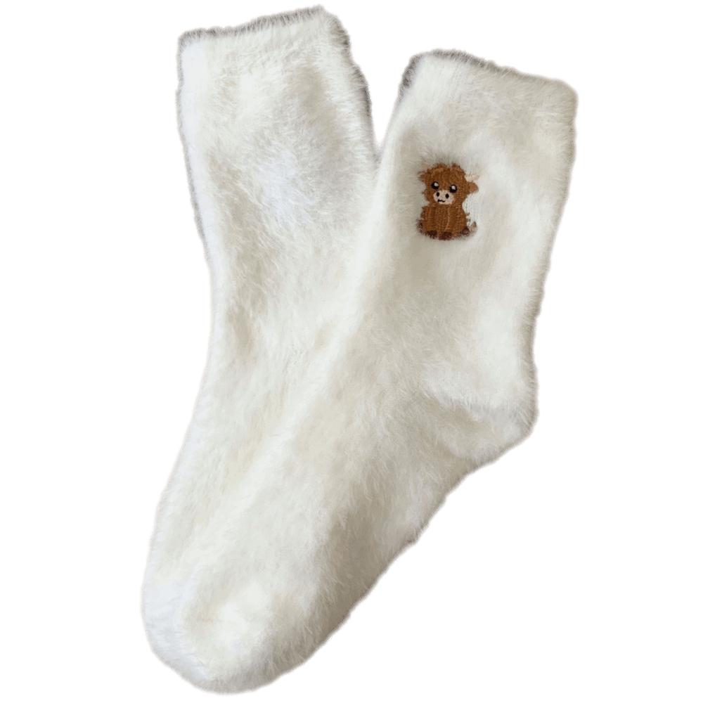 Fleece Thickened Floor Socks Warm Furry Plush Socks Autumn Winter Mid-tube Stockings Women