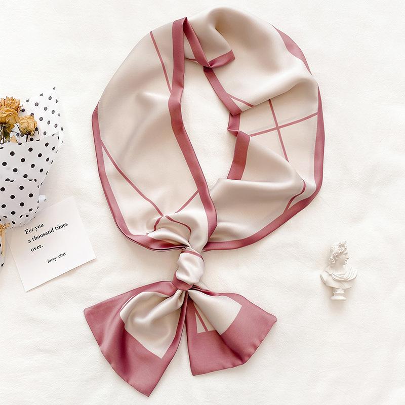 Spring and Autumn New Korean Decorative Slim Long Silk Scarf for Women, Small Neck Scarf, Ribbon Binding, Bag Strap, Headband, Winter Warm Scarf