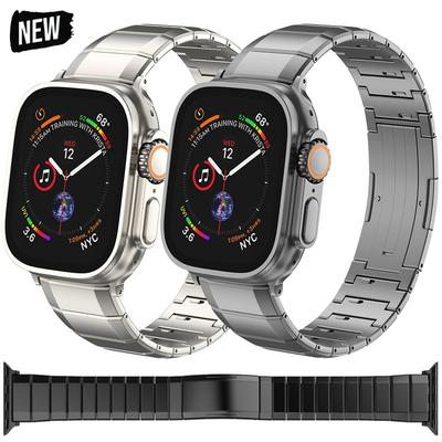 Reines Titanband für Apple Watch Ultra 2 49mm 10 9 8 7 45mm 41mm 42mm 46mm Luxuriöses Metallarmband für Series 6 5 4 SE 44mm 38mm 40