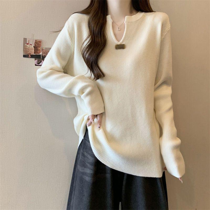 Plus Size Ribbed Long Sleeve Top - Women s Autumn/Winter Versatile Warm Base Layer L абрикосовый