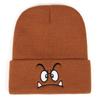 Angry Expression Embroidery Geometric Knitted Hat Winter Warm Men'S And Women'S Outdoor Wool Hat Winter Cold Hat