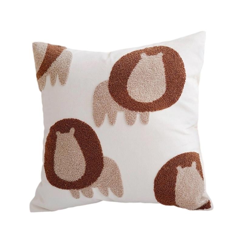 Pillowcase Washable Cartoon Horse Pillow Cover Soft Canvas Fabric Zippered Design For Sofa Bed Living Room Decoration