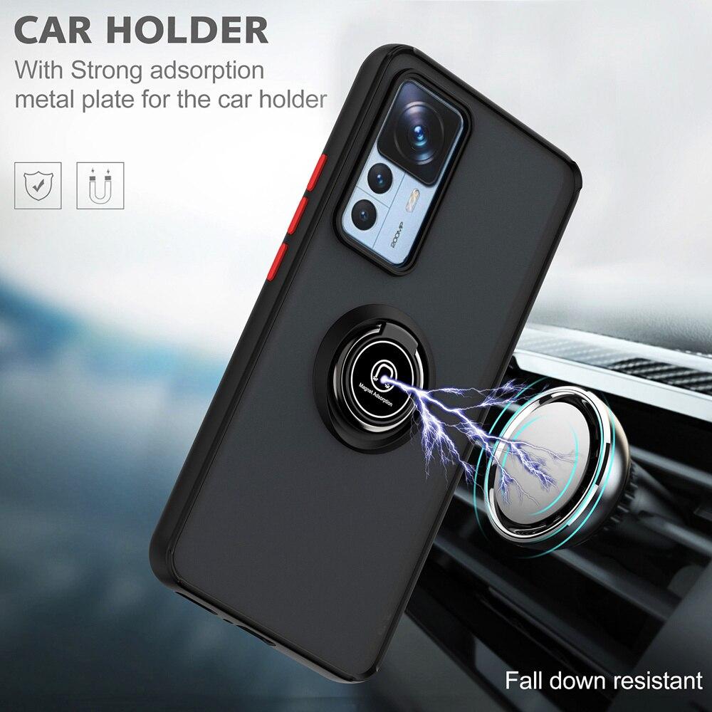 KEYSION Módní matné pouzdro pro Xiaomi 12T Pro 5G 11T Pro Transparentní nárazuvzdorný prstencový stojánek Zadní kryt telefonu pro Redmi K50 Ultra