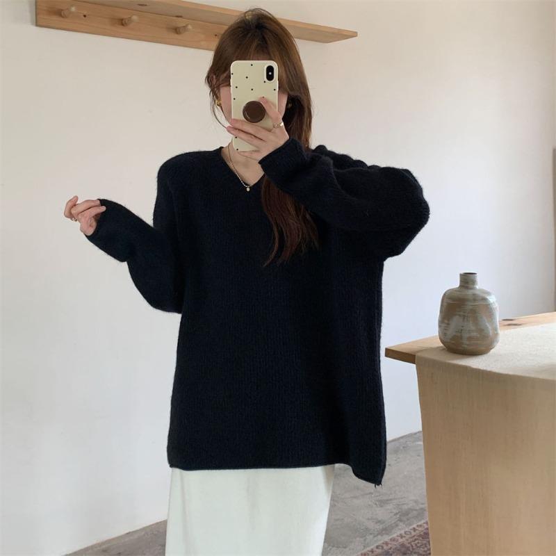 Soft Waxy Temperament Pullover Sweater Women Wear Autumn and Winter New Lazy Style Gentle Collar Long-sleeved Knitted Sweater Top Women