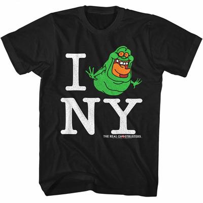 The Real Ghostbusters RGB I Slimer NY Schwarz Erwachsenen T-Shirt