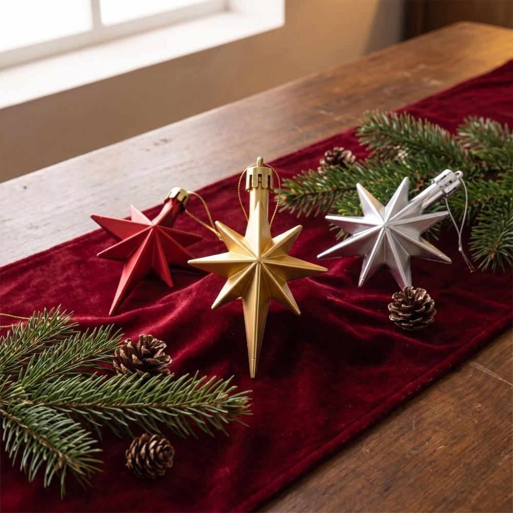 12Pcs Plastic Golden Octagonal Star Ornaments Special-shaped 3D Christmas Tree Star Decorations 12Pcs Electroplated
