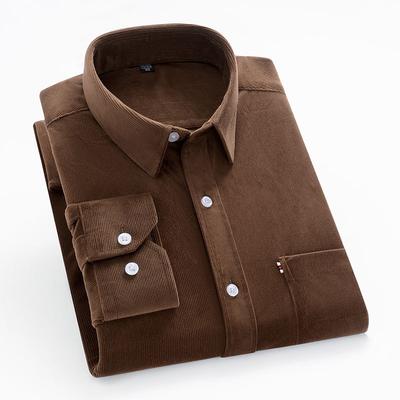 Tallas Grandes S~5XL Camisa de Pana Hombre Casual Manga Larga Corte Regular Camisas de Vestir de Negocios Para Hombre Suave Ocio Cómodo Bolsillo