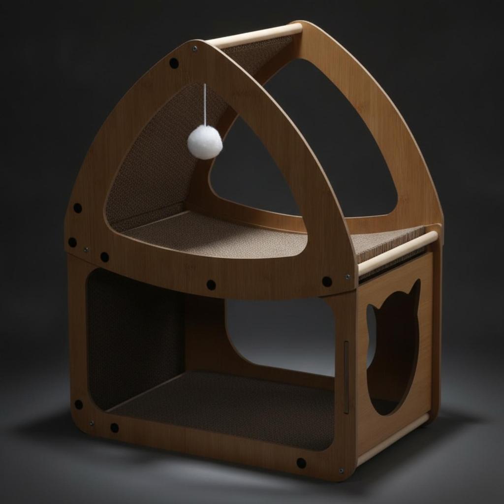 Cat Scratcher House Snug Pet Furniture Comfortable for Living Room, Indoor Cats