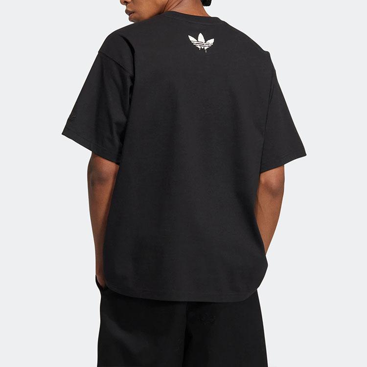 Adidas Originals Valentines Day American Retro Waffle Cartoon Pattern Logo Print Crew Neck Sports Short Sleeve T-Shirt Unisex T-Shirt Black HZ5350