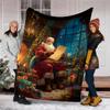 Christmas Santa Claus Theme Printed Blanket - Perfect for Couch, Bed, Travel & Outdoor Use | Machine Washable, Cozy & Durable.