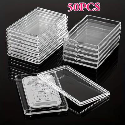 50pc 1-ounce Silvery Rod Stand Transparent Acrylic Storage Container for Silvery Rod Box Coin Collection Box Commemorative Coins
