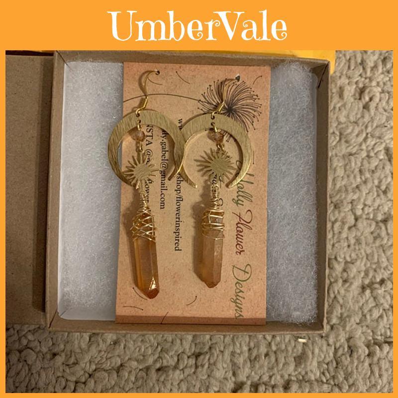 Bohemian Quartz Moon And Star Earrings With Electroplated Finish For Casual Wear