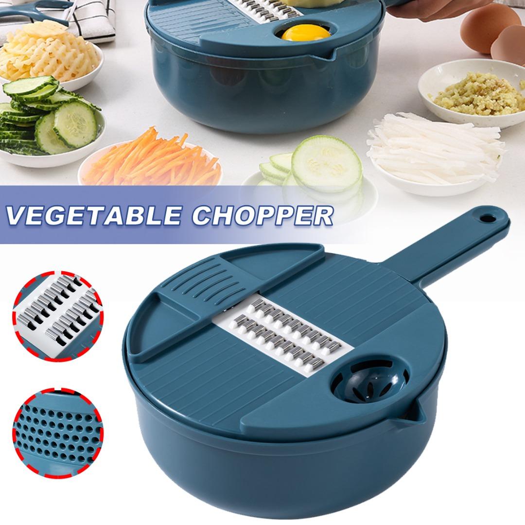 

PDTO 12 в 1 Многоцелевой овощерезка Кухонная овощерезка Картофельная терка для моркови (Темно-синий)