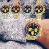 Wristwatch for Men Colour Rhinestone Calendar Quartz Watch Hip Hop Clock