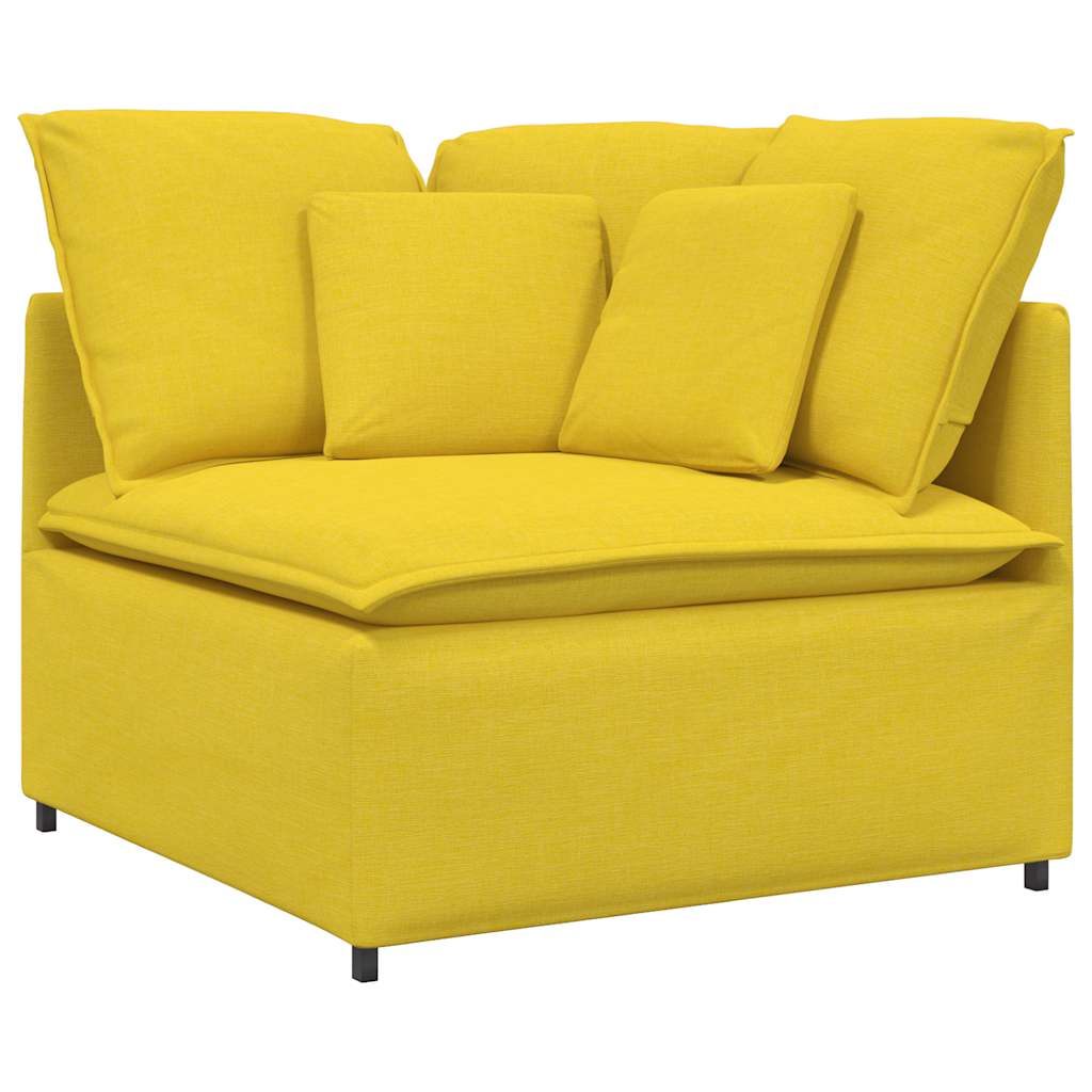 Modular Sofa Corner Module with Cushions Light Yellow 100 Cm