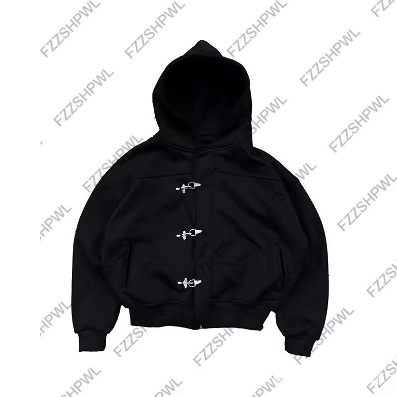Womens Retro Letter Embroidery Hooded Coat With Faux Fur Collar Fall Winter Long Sleeve Zipper Sweatshirt