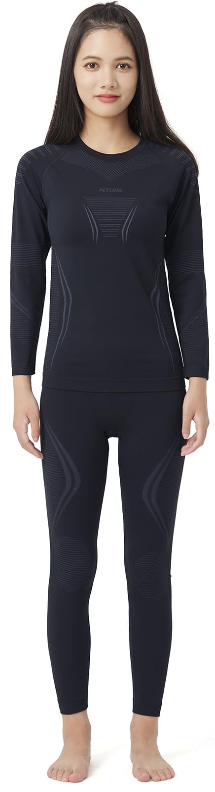 

Acrais Лыжное и спортивное компрессионное термобелье Идеально для осени и улицы и Размеры и L Женский комплект, Термобелье, Влагоотводящее, Быстросохнущее, Теплое, чёрный
