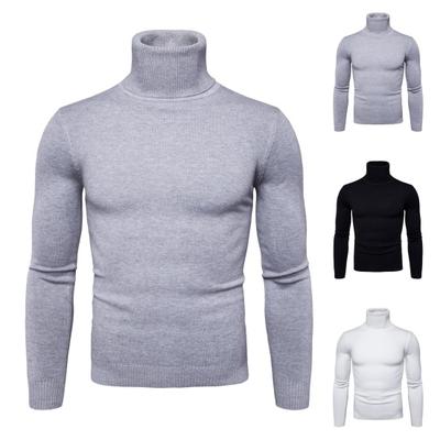 Men Fall Winter Bottoming Top Slim Fit High Collar Elastic Long Sleeves Pullover