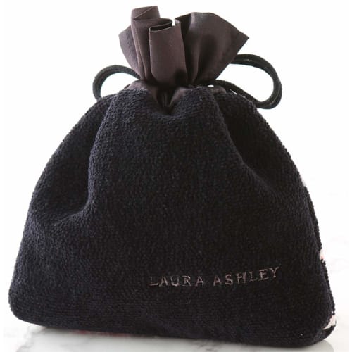 Laura Ashley "Chenille" Drawstring Bag, Roses, Black, Approx. 19 X 3 X 20cm (RUA44572, Bk)