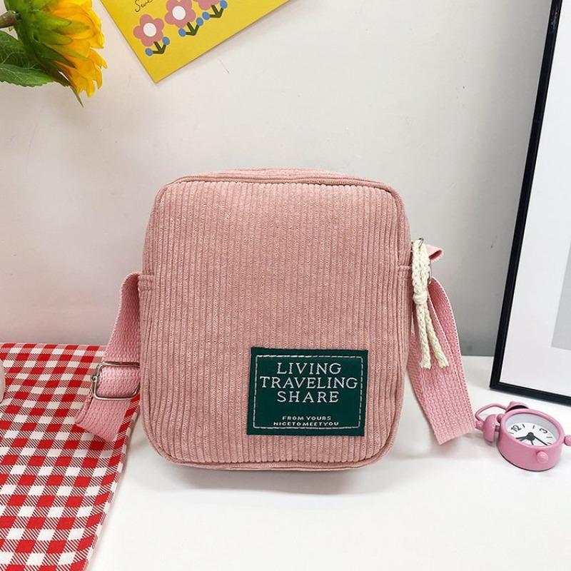 

Новая ретро универсальная вельветовая женская сумка вельветовая тканевая сумка полосатая на плечо мессенджер Width 15 Height 18 Bottom thickness 7cm розовый