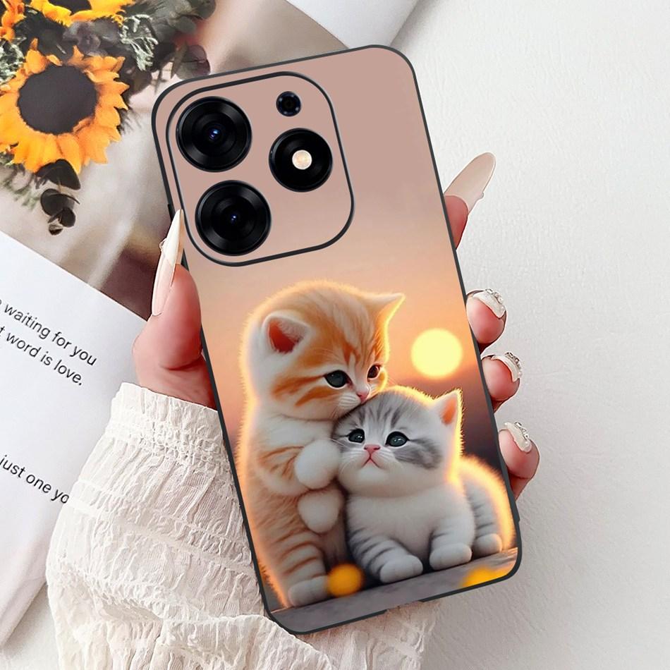 For Tecno Spark 10 Pro Phone Case Spark 10Pro 4G KI7 Elegant Floral Cat Printing Soft Silicone TPU Cases
