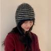 Colorful Earflap Knitted Hat Striped Baggy Beanie Hat Fashion Striped Balaclava  for Outdoor Ski