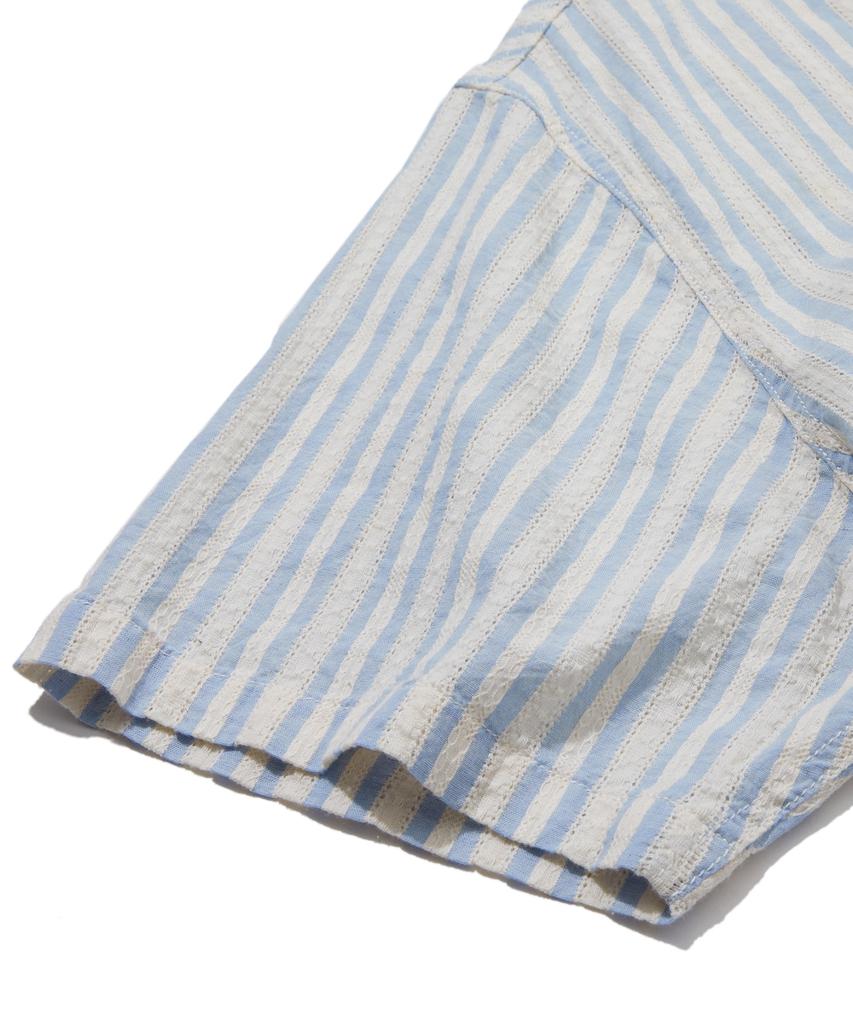PENFIELD Crochet Stripe Half Shirt Sky Blue_Fs2Wr06U