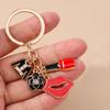 Aihua Elegant Brand Design Red Lips Highheels Perfume Lipsticks Keychains For Women Girls Handbag Pendant Keyrings Jewelry Gift