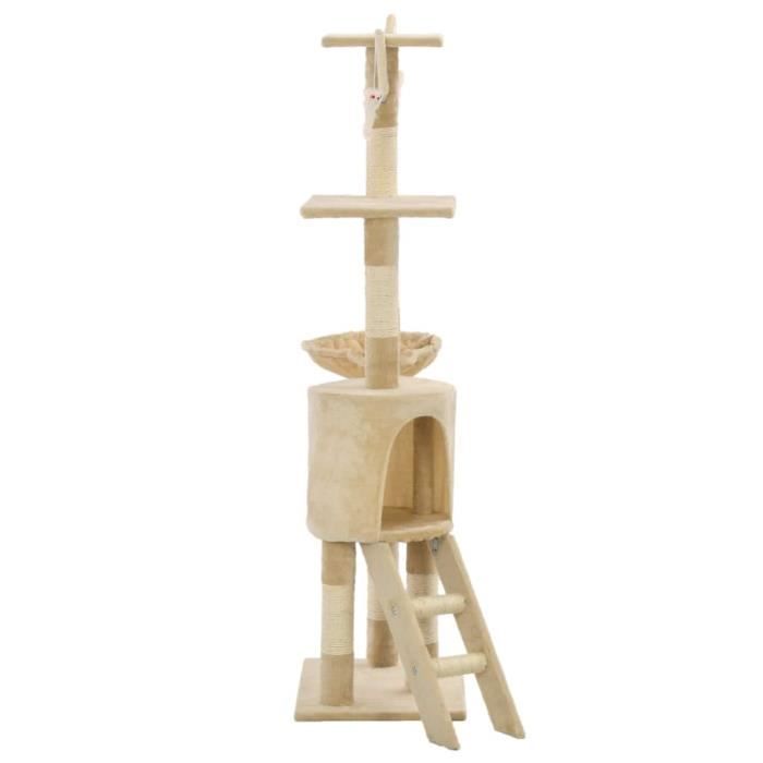 VidaXL Cat Tree with Sisal Scratching Posts 138 Cm Beige