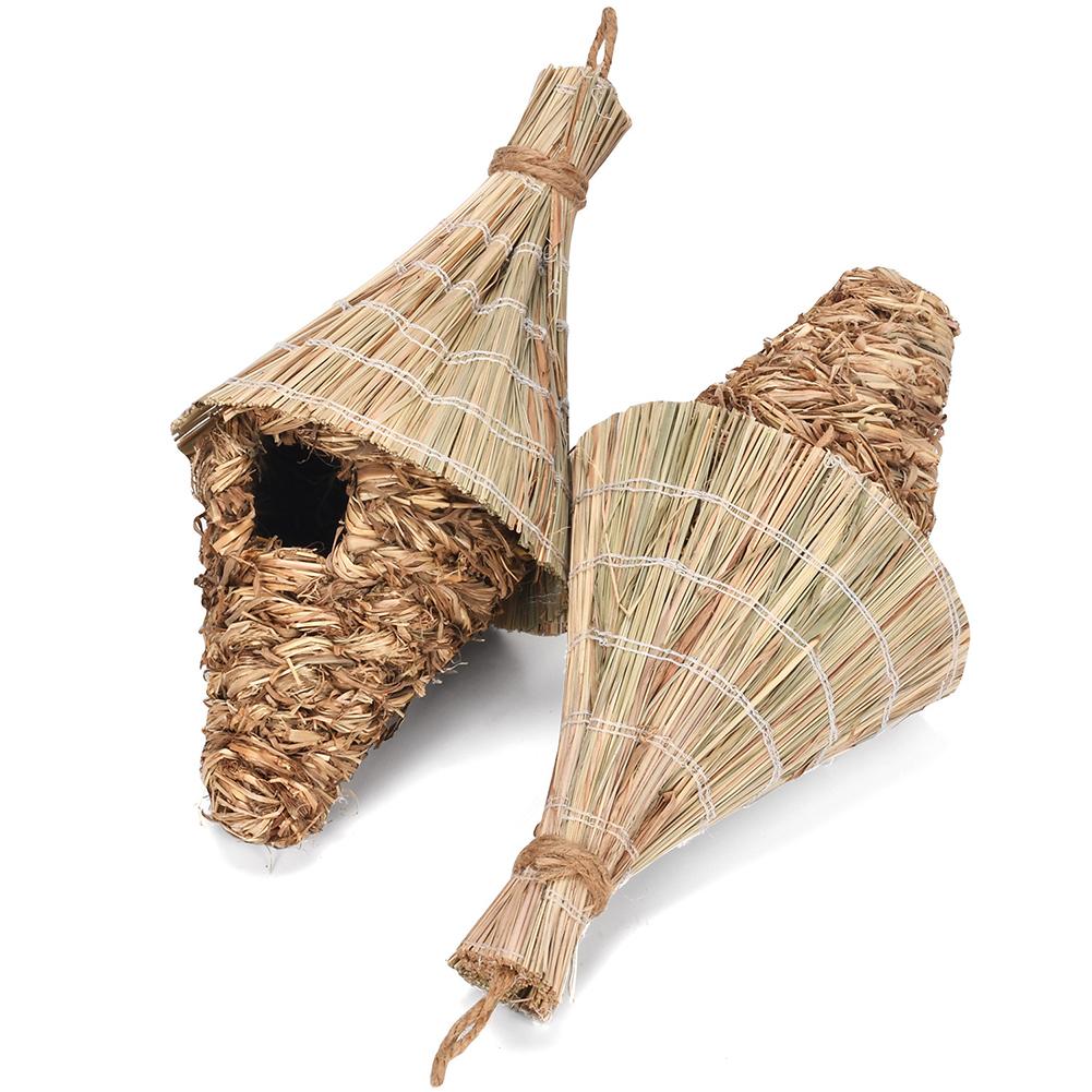 Grass Bird Houses, Hand Woven Hummingbird House, Outside Grass Hanging Bird Hut, Small Hanging Bird Chickadee House Pet Supplies