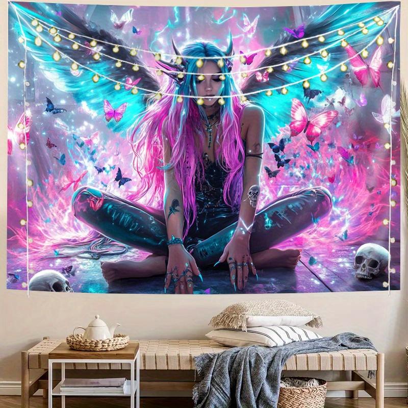 Fantasy Angel Devil Tapestry Butterfly Skull Digital Wall Decoration Dreamy Mysterious Style Room Decoration