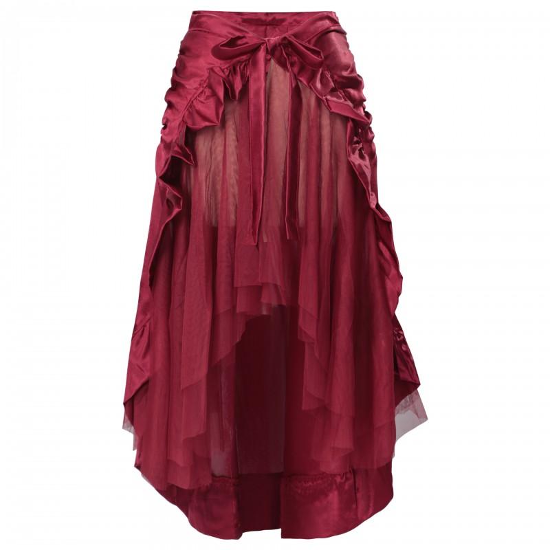 Gothic Steampunk Asymmetrical Hem Midi Skirt Vintage Renaissance Pirate Style Women