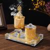 Golden Beads Glass Crystal Incense Burner Living Room Bedroom Crystal Ornaments Arabic Incense Burner Incense Plug