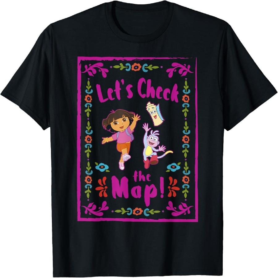 Dora the Explorer Let s Check The Map! Framed Portrait T-Shirt XXXXXL чёрный