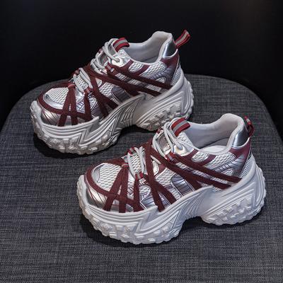 Retro Dad Schuhe Damen Frühling und Herbst Dicksohlige Reifenboden Polieren Sport und Freizeit Trend Damenschuhe
