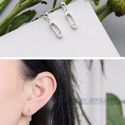 Women's Silver Needle Earrings Daily W123