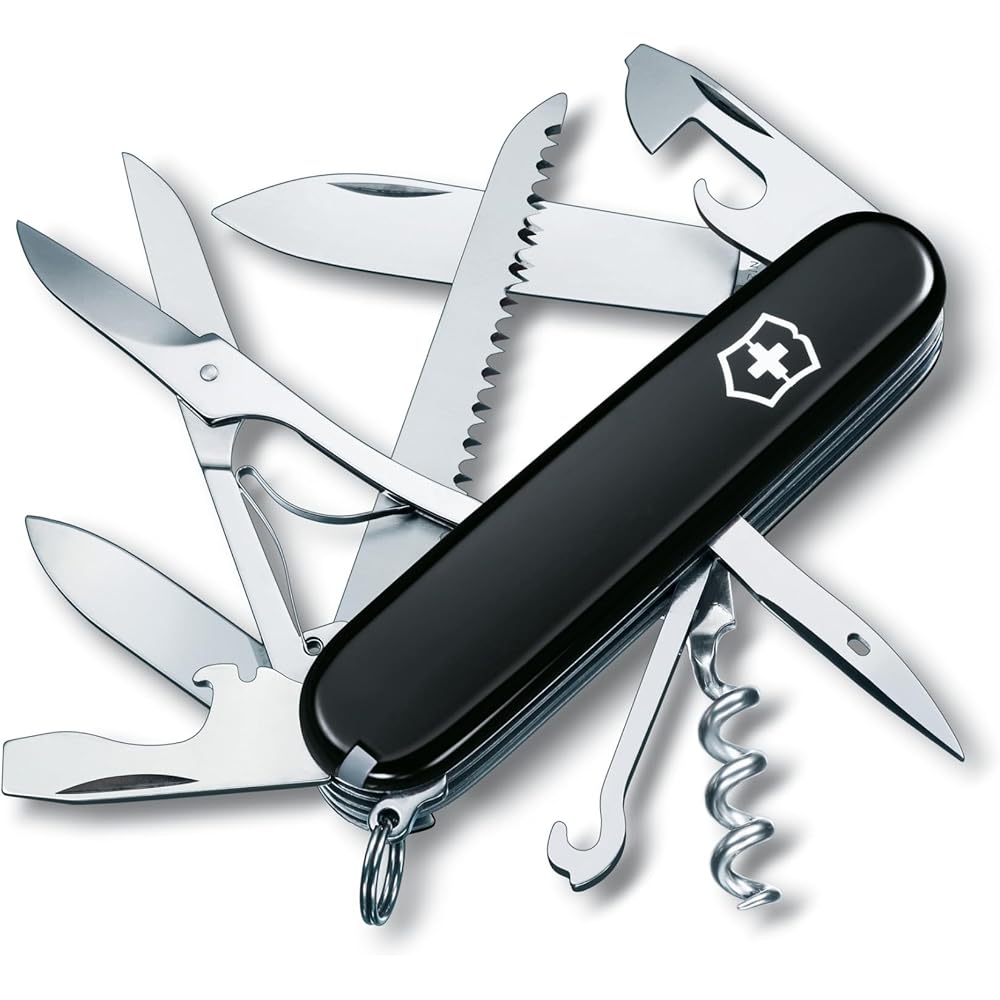 Victorinox Huntsman Swiss Army Knife Black 15 Functions Compact Multi-Tool for Camping Hiking Emergency Preparedness
