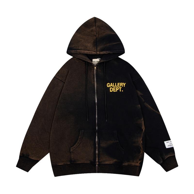 24S Trendy Brand GALLERY DEPT Washed Tie-dye Hooded Sweater Men's and Women's High Street Hoodie Jacket