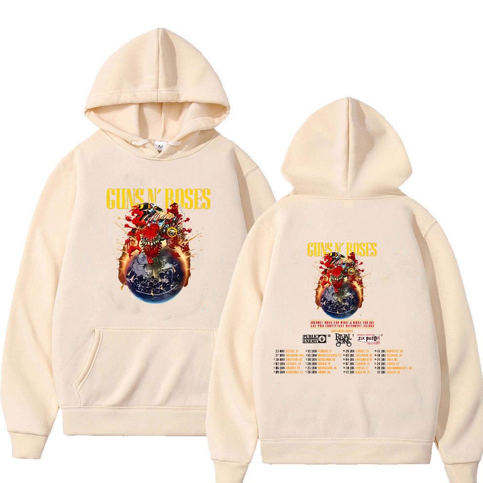 Guns N Roses Tour 2025 Hoodie Fashion Rock Band Streetwear Men Women Vintage Casual Hoodies Unisex High Quality Fleece Pullover
