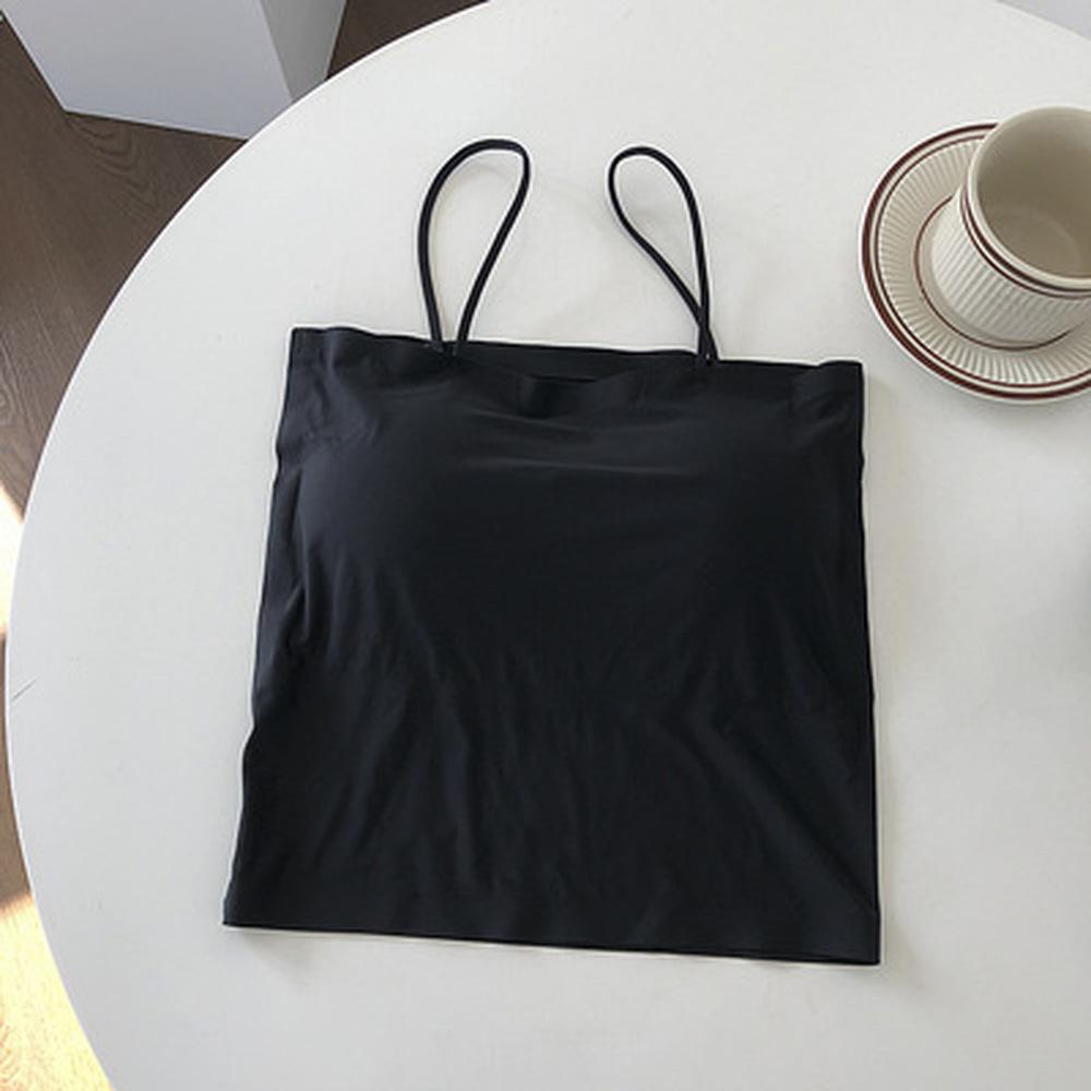 Top corto con parte de atrás bonita para mujer, camisola de algodón elástica Sexy, chaleco corto sin mangas con almohadilla en el pecho