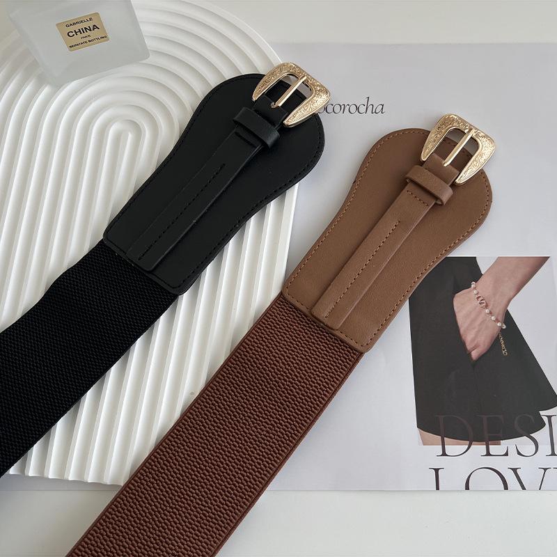 Elegant Adjustable Womens Elastic Waist Belt Designed For Skirts And Jackets Made Of Premium Faux Leather In Black Camel And