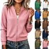 Damen Strickjacke mit Reißverschluss Langarm Farbe Lässig Jacke