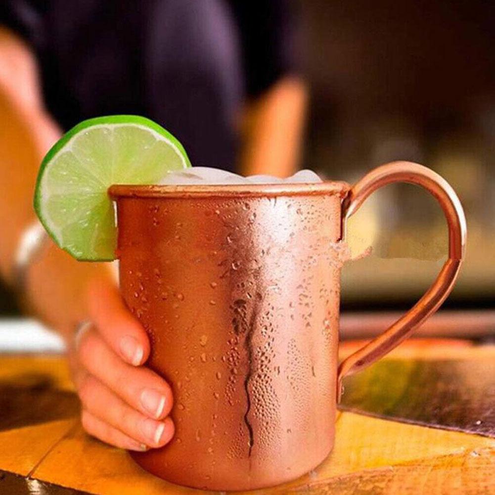 Neue High-end-420ML Reinem Kupfer Becher Moscow Mule Becher Kupfer 16 Trinken Solide Oz Becher Tassen-zylinder-Förmigen Kalten Tasse Bier Cocktail T7P5