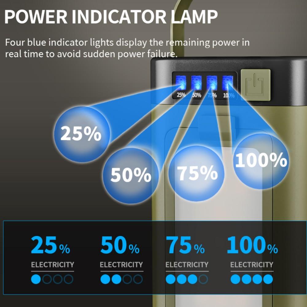 Solar LED Camping Lantern Portable IPX4 Waterproof Rechargeable 2000mAh Solar Charging 6 Modes Flashlight Tent Lights for Camping Hiking
