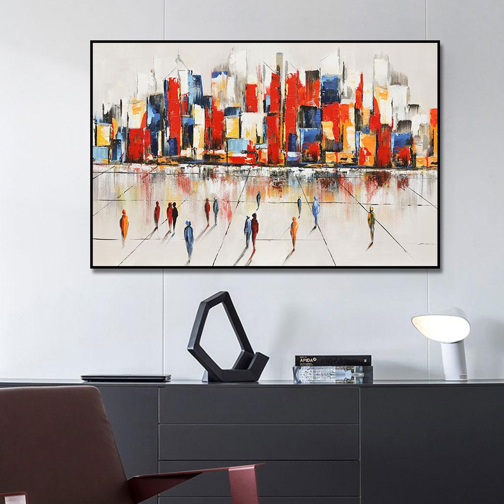 Modern Abstract City Building Landscape Canvas Painting Posters and Prints Wall Art Pictures For Living Room Home Decor No Frame