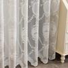 1pc Modern Embroidered Sheer Curtain Panel, 100% Polyester Rod Pocket Window Drapes for Living Room Bedroom, Geometric Pattern