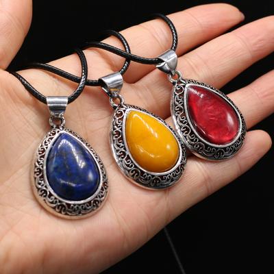 Naszyjnik z kamienia naturalnego Rose Quartz Ametyst turkusowy malachit agat lapis lazuli Opal Choker skórzana lina łańcuch naszyjniki dla kobiet biżuteria