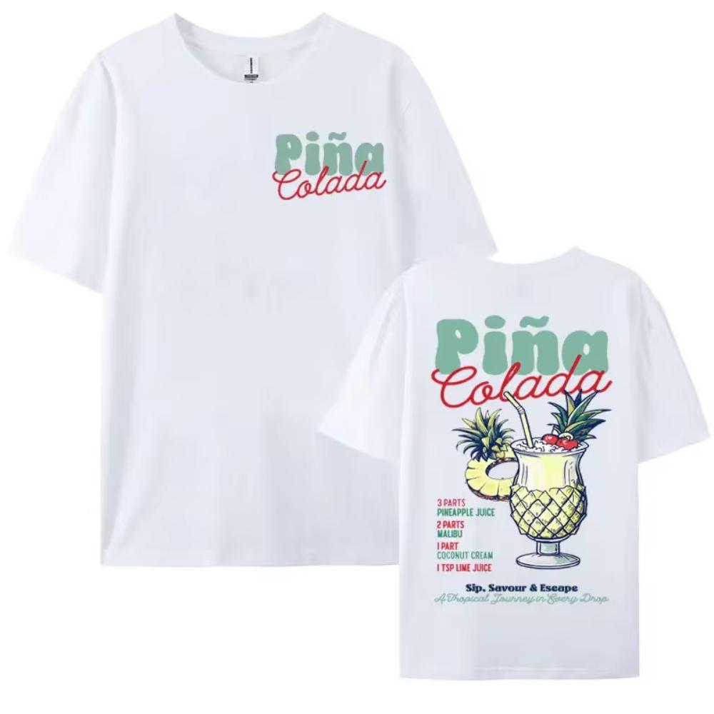 Funny Cocktail Themed Gift Tee Shirts Unisex Unisex Pina Colada Print T Shirt Male Summer Fashion Aesthetic Cozy TShirts Streetwear