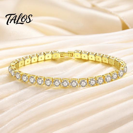 Shiny Faux Crystal Bracelet for Women, Silver/Golden Rhinestone Bangle Bracelet, Sparkling Skin Friendly Alloy Plated Cubic Zirconia with Secure Clasp